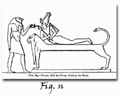 Horus with the ankh/cross raising Osiris