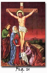 Jesus on the cross with the three Marys