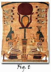 Osiris on and as the djed pillar/cross & ankh with the two Merti